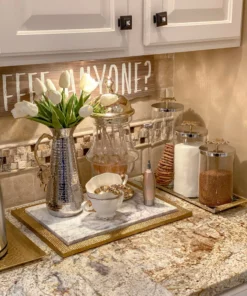 Inspire Me! Home Decor Hammered Texture Tray W/ Gold Handle