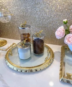 Inspire Me! Home Decor Hammered Glass Canister W/ Gold Bird Lid ( 3 Sizes Available)