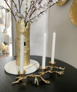 Inspire Me! Home Decor Gold Branch Triple Candle Holder