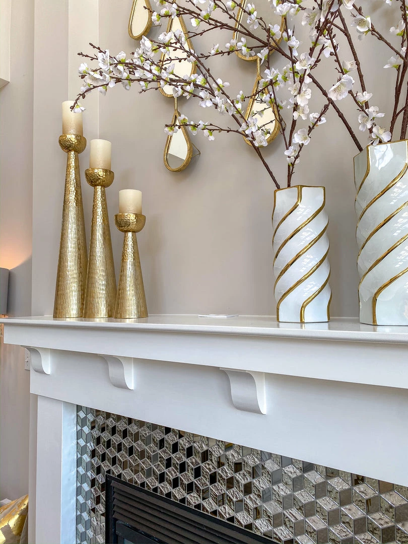 Inspire Me! Home Decor X-Tall Gold Textured Candle Holders (3 Sizes) 3 Inspire Me! Home Decor X-Tall Gold Textured Candle Holders (3 Sizes)