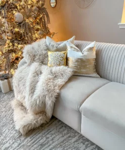 Inspire Me! Home Decor Metallic Gold With White Snowflake Design Pillow