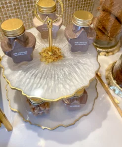 Inspire Me! Home Decor Gold Leaf And White Resin 2 Tier Cake Stand 8 Inspire Me! Home Decor Gold Leaf And White Resin 2 Tier Cake Stand