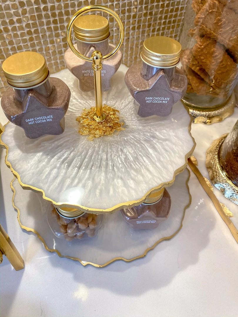 Inspire Me! Home Decor Gold Leaf And White Resin 2 Tier Cake Stand 5 Inspire Me! Home Decor Gold Leaf And White Resin 2 Tier Cake Stand