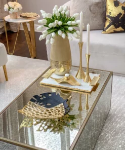 Inspire Me! Home Decor Gold Leaf Tea Light Holder