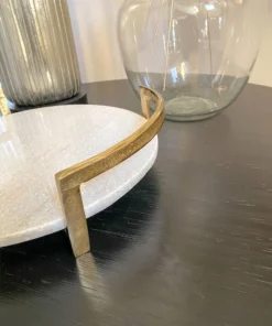 Inspire Me! Home Decor Gold Modern Handle Round Marble Tray