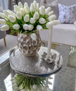 Inspire Me! Home Decor Silver Lotus Flower Candle Holder