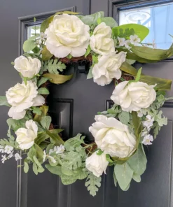 Inspire Me! Home Decor White Rose And Eucalyptus Wreath