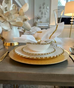 Inspire Me! Home Decor White And Gold Beaded Dinner Set 19 Inspire Me! Home Decor White And Gold Beaded Dinner Set