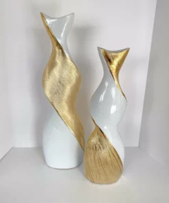 Inspire Me! Home Decor Gold And White Twisted Vase (2 Sizes)