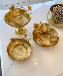 Inspire Me! Home Decor Two Tier Chip And Dip Gold Floral Bowl 8 Inspire Me! Home Decor Two Tier Chip And Dip Gold Floral Bowl