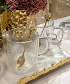 Inspire Me! Home Decor KITCHEN 16 Oz Double Wall Glass Coffee Mug With Handle