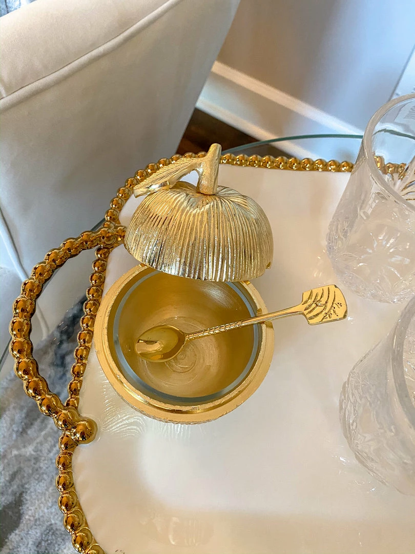 Inspire Me! Home Decor Gold Apple Honey Jar With Spoon 5 Inspire Me! Home Decor Gold Apple Honey Jar With Spoon