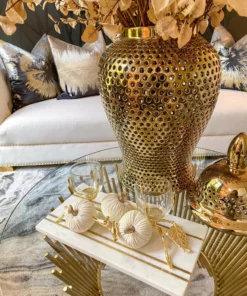 Inspire Me! Home Decor Mini Cream Velvet Decorative Pumpkin