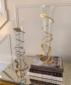 Inspire Me! Home Decor Glass And Metal Spiral Leaf Vase - Gold