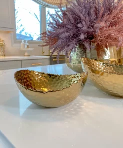 Inspire Me! Home Decor Gold Oval Hammered Porcelain Bowl 16 Inspire Me! Home Decor Gold Oval Hammered Porcelain Bowl