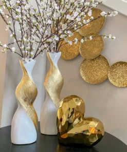 Inspire Me! Home Decor Gold And White Twisted Vase (2 Sizes)