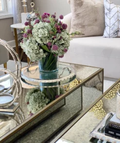 Inspire Me! Home Decor Large Round Glass Tray With Silver Handles And Ruffled Edge