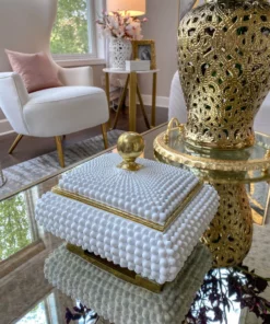 Inspire Me! Home Decor Cream Studded Box W/ Gold Detailing 12 Inspire Me! Home Decor Cream Studded Box W/ Gold Detailing