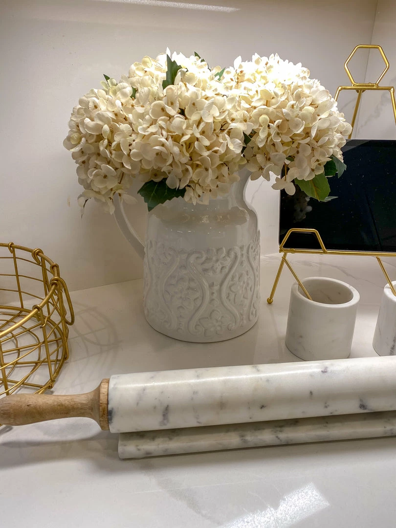 Inspire Me! Home Decor White Floral Detailed Pitcher 6 Inspire Me! Home Decor White Floral Detailed Pitcher