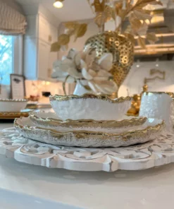 Inspire Me! Home Decor White And Gold Ombre Dinner Set