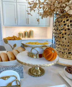 Inspire Me! Home Decor Gold Marble Cake Stand (2 Sizes)