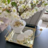 Inspire Me! Home Decor Square Mirrored Tray With Gold Flower Design