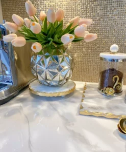 Inspire Me! Home Decor Marble Trivet With Textured Gold Edge