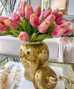 Inspire Me! Home Decor Gold Patterned Mini/Miniature Ginger Jar