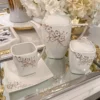 Inspire Me! Home Decor Tea Set With Gold Floral Design (3 Items Sold Separately)