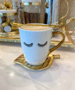 Inspire Me! Home Decor Eyelash Mug W/ Gold Handle