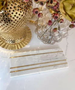 Inspire Me! Home Decor Marble Rectangle Tray With Gold Inlay