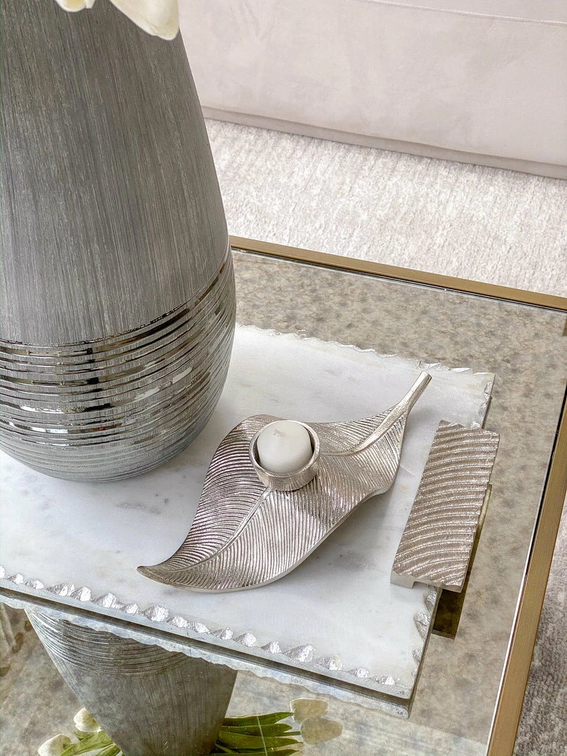 Inspire Me! Home Decor Silver Leaf Tea Light Holder 4 Inspire Me! Home Decor Silver Leaf Tea Light Holder