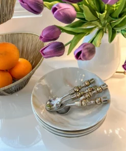 Inspire Me! Home Decor Set Of 4 Gold Detailed Tea Spoons (2 Colors)