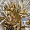 Inspire Me! Home Decor Gold Glittered Magnolia Stem