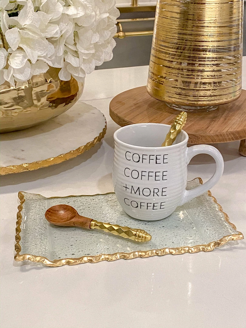 Inspire Me! Home Decor Gold Hammered Handle Wooden Tea Spoon (Set Of 4) 4 Inspire Me! Home Decor Gold Hammered Handle Wooden Tea Spoon (Set Of 4)