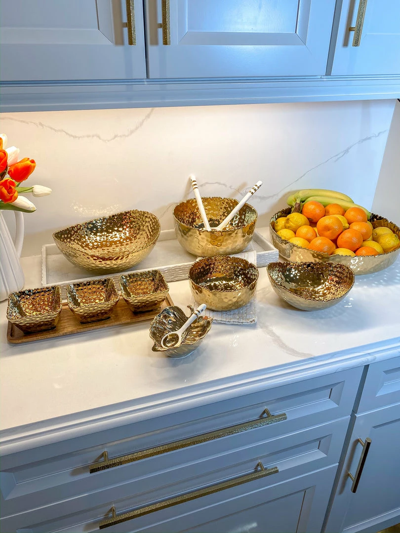 Inspire Me! Home Decor Gold Leaf Snack Bowl And Spoon Set 5 Inspire Me! Home Decor Gold Leaf Snack Bowl And Spoon Set