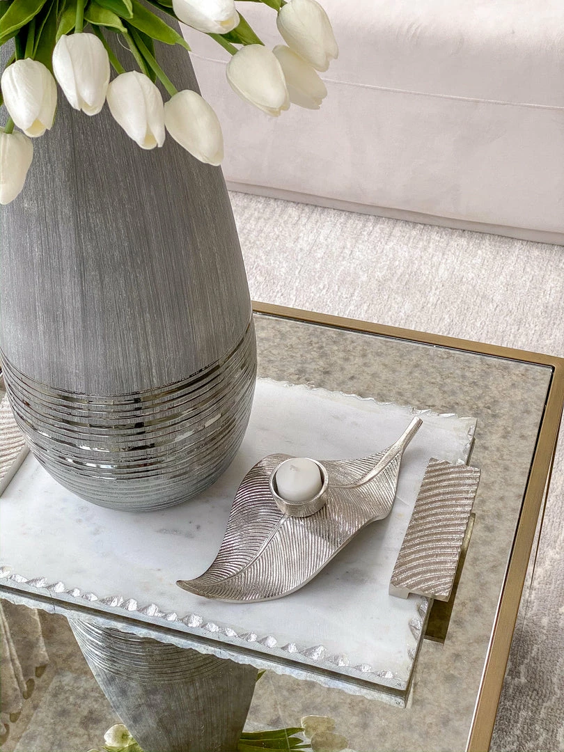 Inspire Me! Home Decor Silver Leaf Tea Light Holder 3 Inspire Me! Home Decor Silver Leaf Tea Light Holder