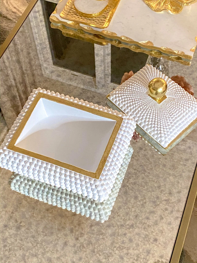 Inspire Me! Home Decor Cream Studded Box W/ Gold Detailing 9 Inspire Me! Home Decor Cream Studded Box W/ Gold Detailing