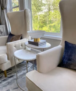 Inspire Me! Home Decor Large White Glass Gold Footed Bowl