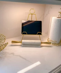 Inspire Me! Home Decor Distressed Gold Handle Marble Decorative Rolling Pin