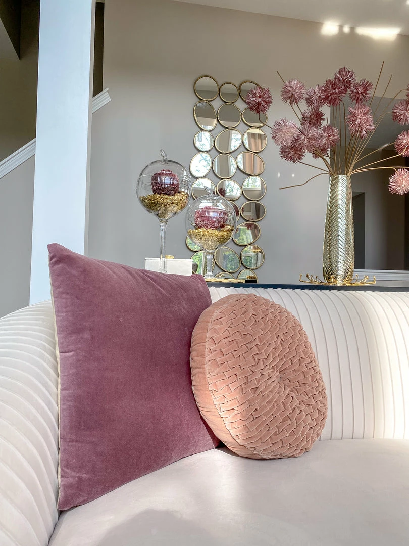 Inspire Me! Home Decor PILLOWS, RUGS, & THROWS Blush Woven Velvet Round Pillow 6 Inspire Me! Home Decor PILLOWS, RUGS, & THROWS Blush Woven Velvet Round Pillow
