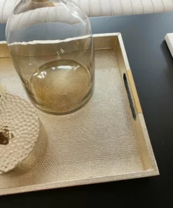 Inspire Me! Home Decor Golden Faux Leather Tray, Set Of 3