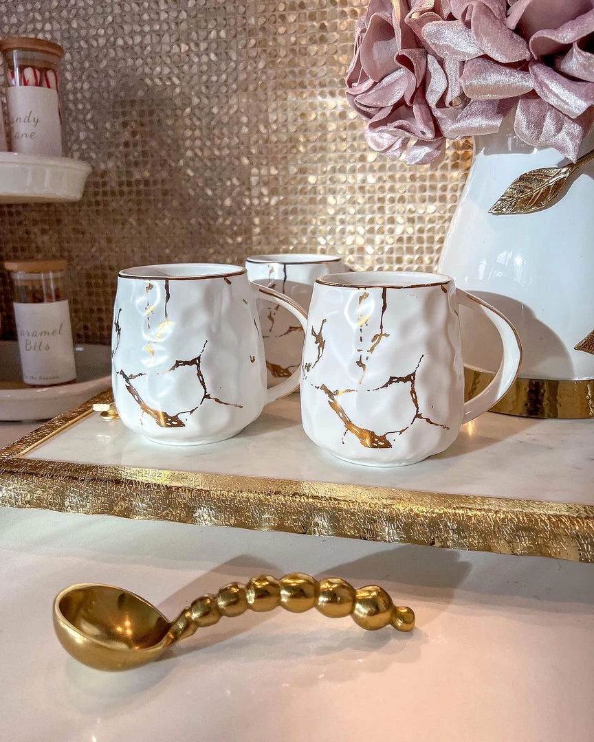 Inspire Me! Home Decor Metallic Gold Marble Print Mug With Hammered Texture 5 Inspire Me! Home Decor Metallic Gold Marble Print Mug With Hammered Texture