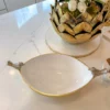 Inspire Me! Home Decor Gold Metal Bird Bowl With White Enameled