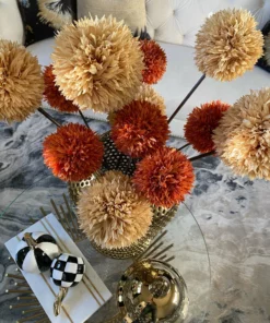 Inspire Me! Home Decor Small Striped Ceramic Pumpkin With Gold Stem