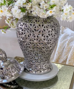 Inspire Me! Home Decor White Marble Round Lazy Susan W/ Silver Textured Edge 9 Inspire Me! Home Decor White Marble Round Lazy Susan W/ Silver Textured Edge