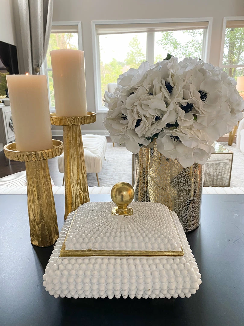 Inspire Me! Home Decor Cream Studded Box W/ Gold Detailing 6 Inspire Me! Home Decor Cream Studded Box W/ Gold Detailing