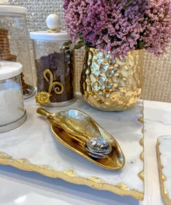 Inspire Me! Home Decor Gold Wavy Leaf Tray