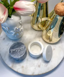 Inspire Me! Home Decor Black And White Marble Salt And Pepper Containers