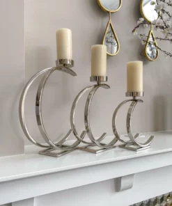 Inspire Me! Home Decor Silver Semi-Circle W/ Marble Top Candle Holder (3 Sizes) 8 Inspire Me! Home Decor Silver Semi-Circle W/ Marble Top Candle Holder (3 Sizes)